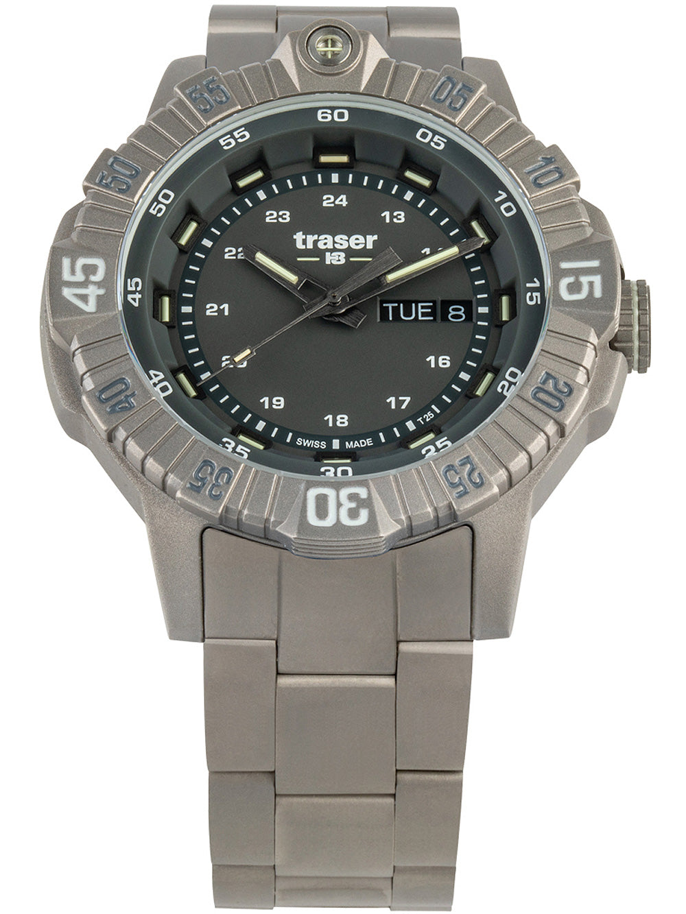 Traser H3 110666 Tactical Grey Titan vyriškas laikrodis 46mm 20ATM