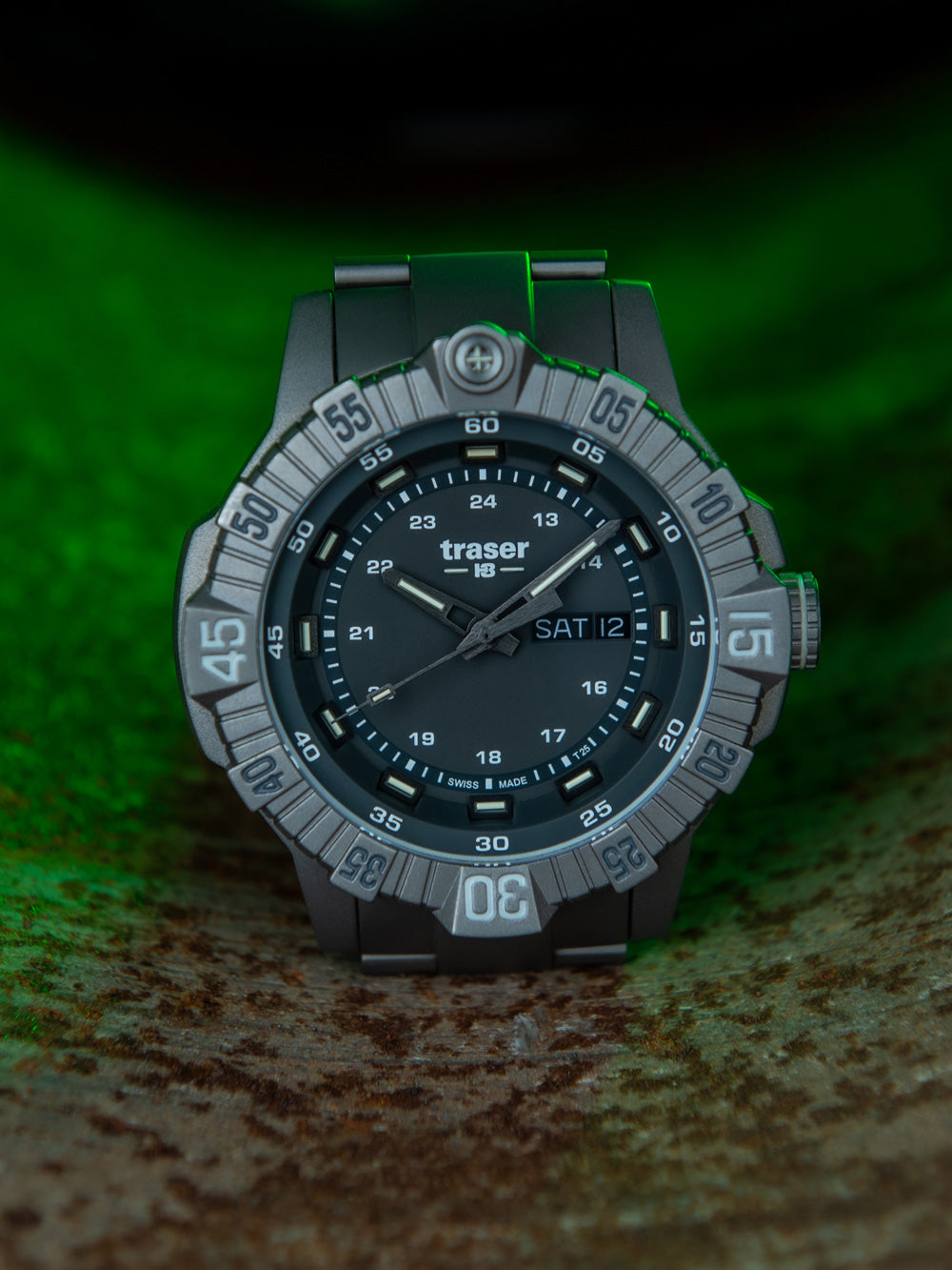 Traser H3 110666 Tactical Grey Titan vyriškas laikrodis 46mm 20ATM