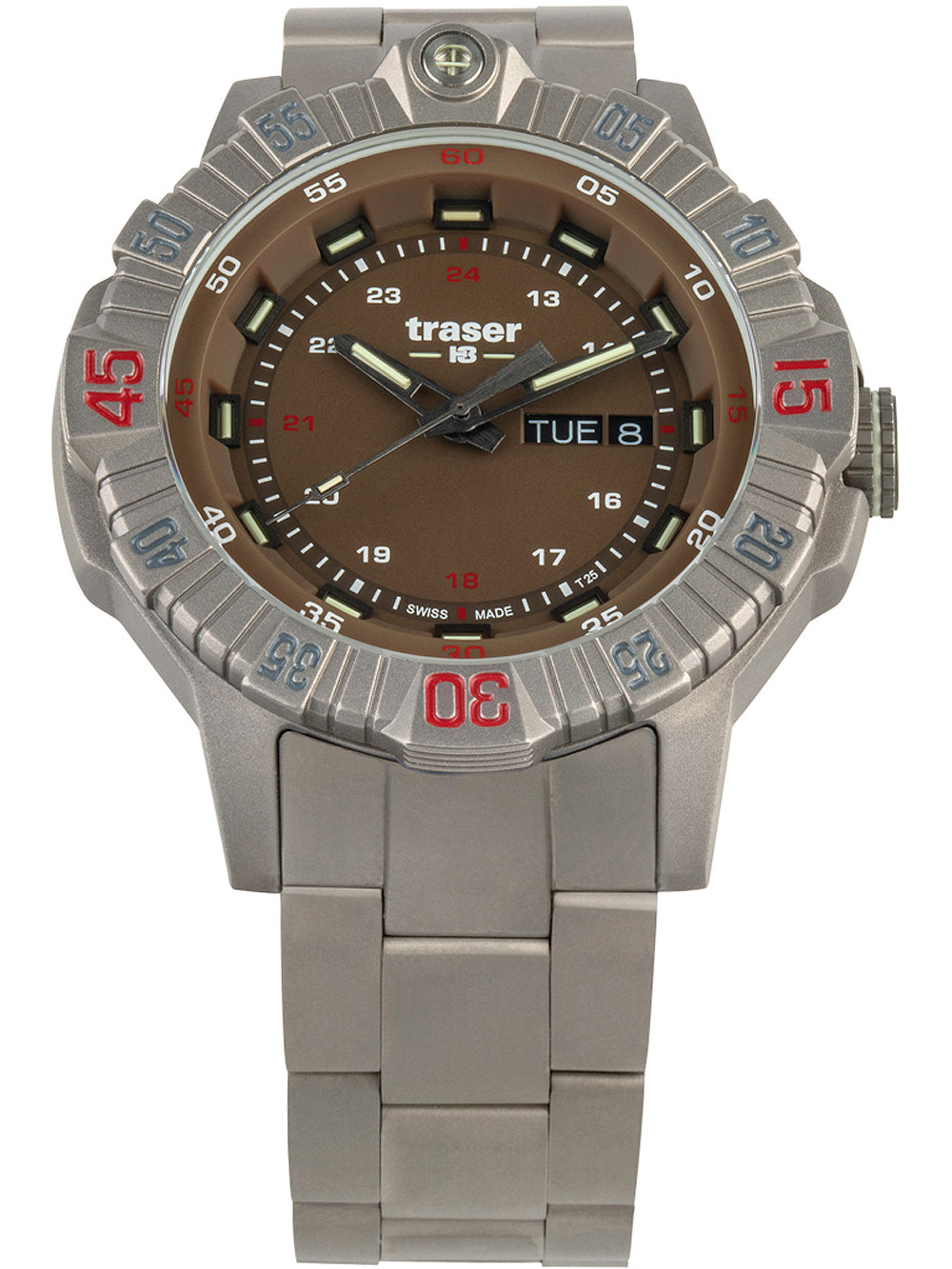 Traser H3 110668 Tactical Brown Titan vyriškas laikrodis 46mm 20ATM