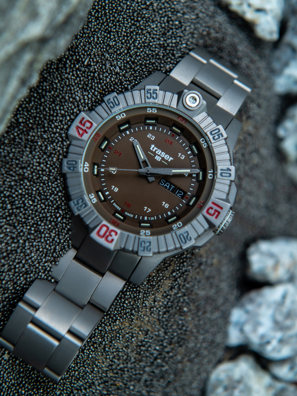 Traser H3 110668 Tactical Brown Titan vyriškas laikrodis 46mm 20ATM