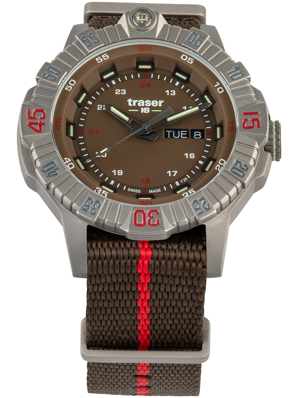 Traser H3 110669 Tactical Brown Titan vyriškas laikrodis 46mm 20ATM