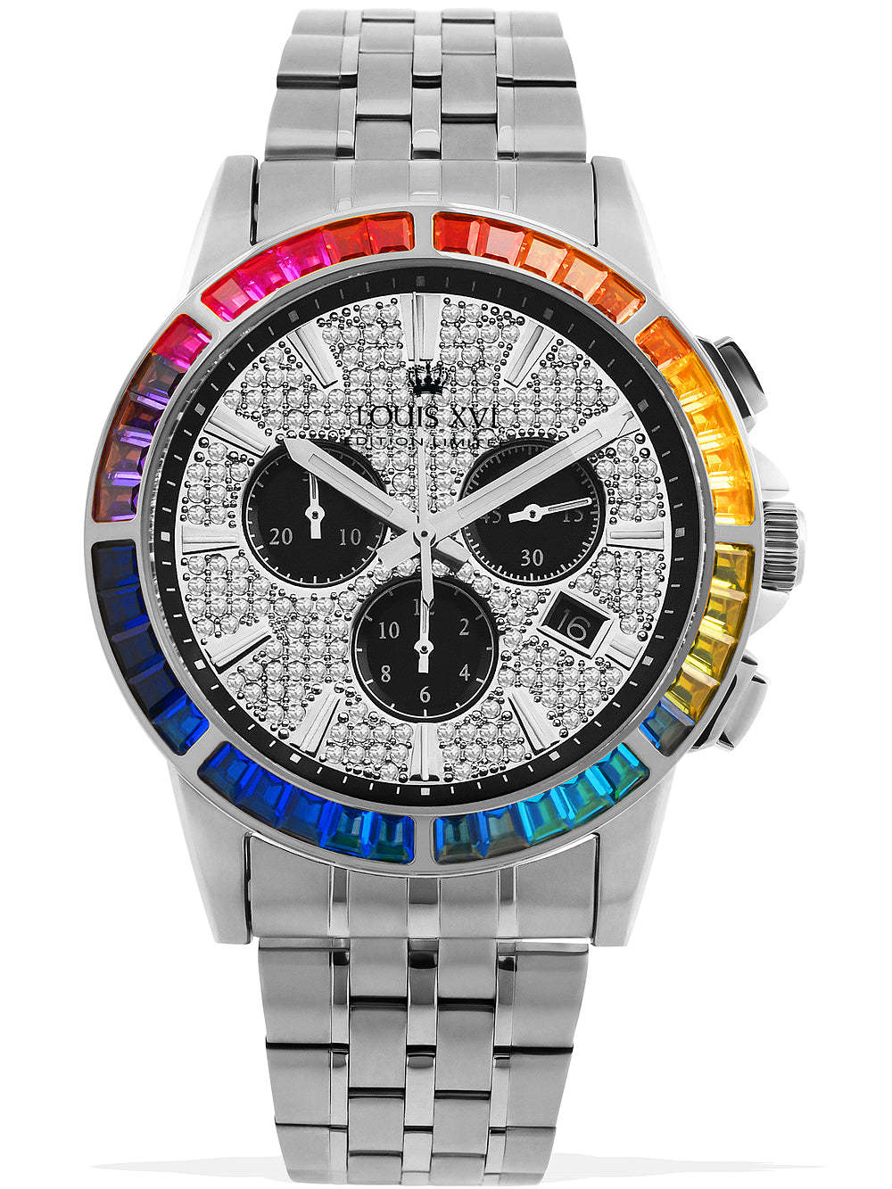 Louis XVI LXVI1121 Majeste Iced Out Chronograph vyriškas laikrodis 43mm 5ATM