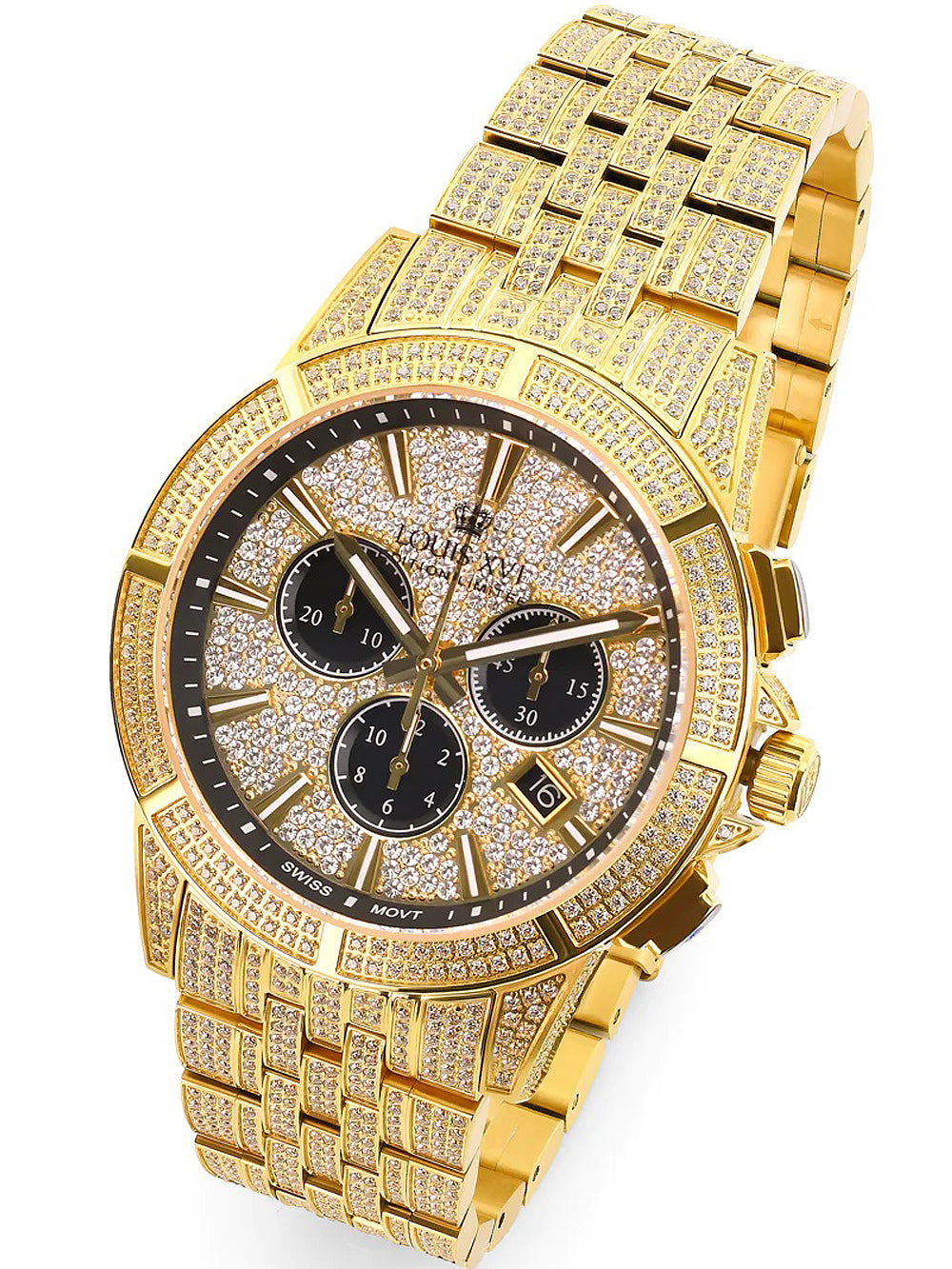 Louis XVI LXVI1123 Majeste Iced Out Chronograph vyriškas laikrodis 43mm 5ATM