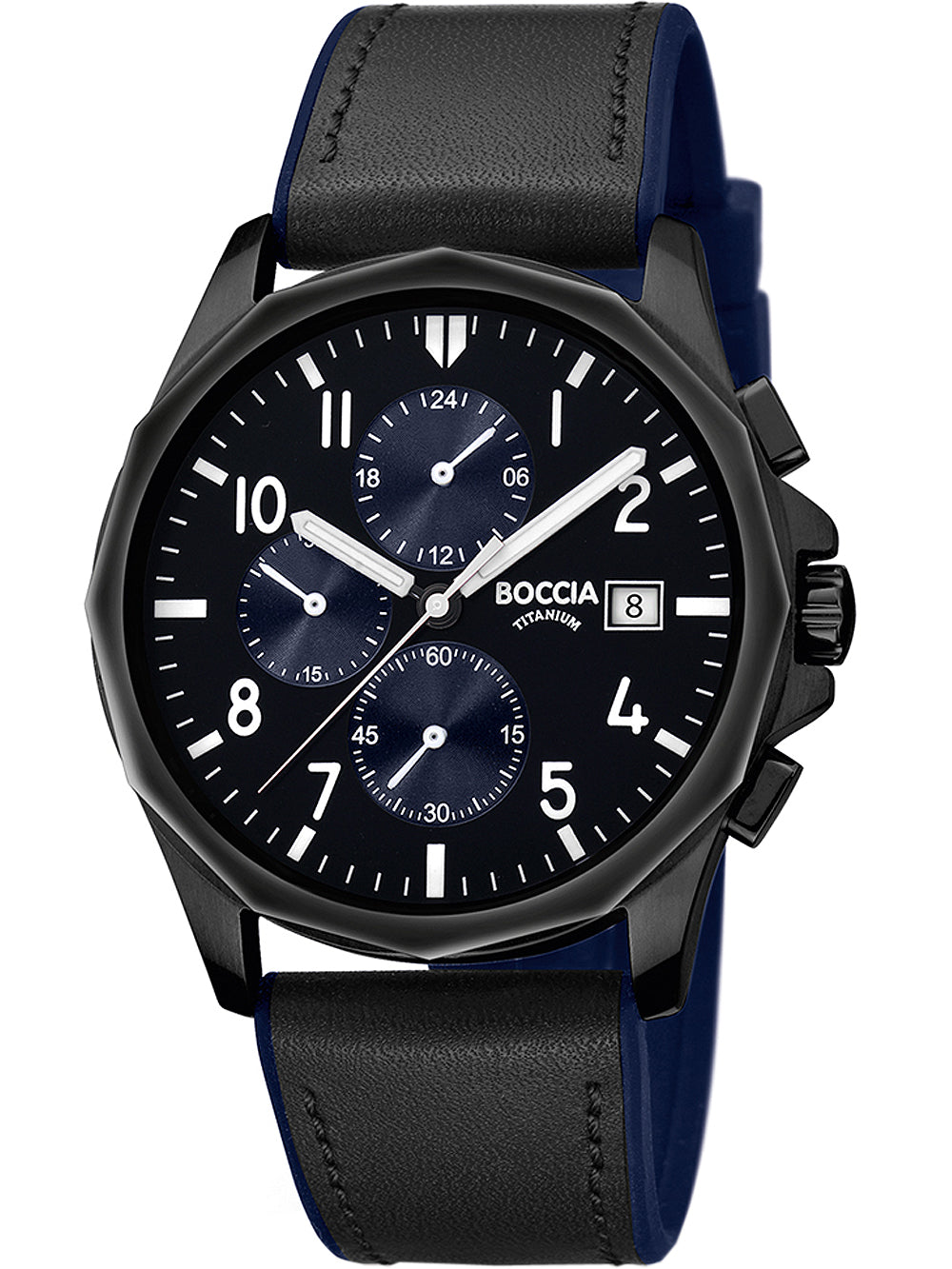 Boccia 3747-03 vyriškas laikrodis Chronograph Titanium 40mm 5ATM