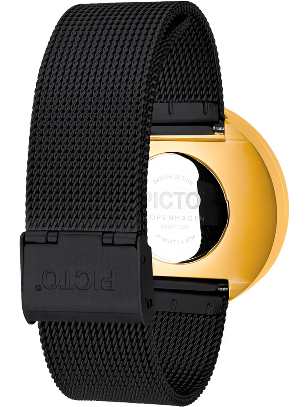 PICTO 43387-1020 Unisex laikrodis Black and Gold 40mm 5ATM