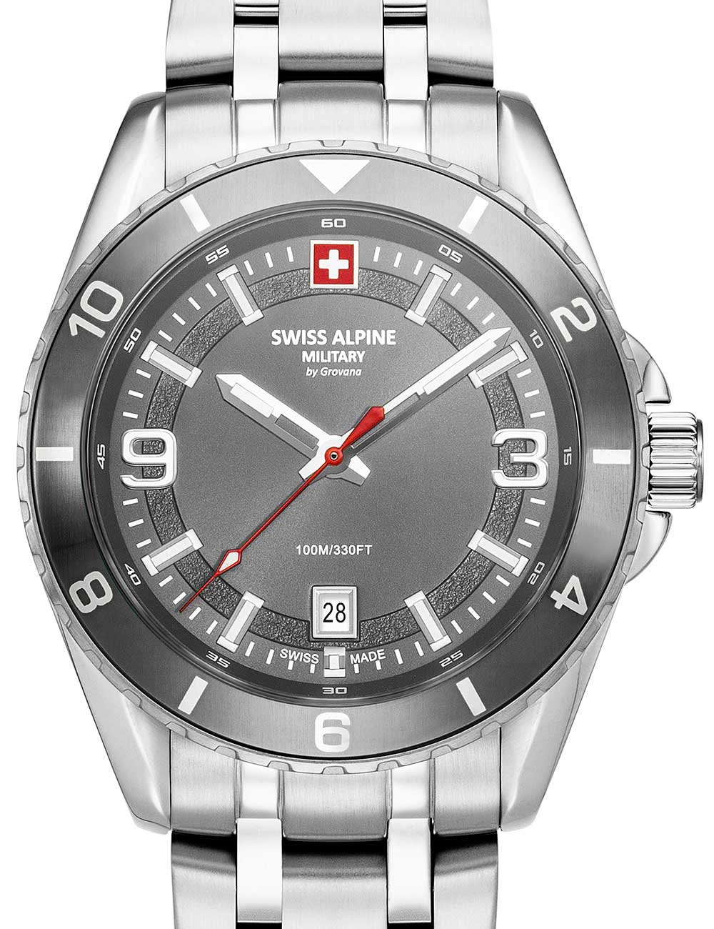 Swiss Alpine Military 7034.1132 vyriškas laikrodis Sierra silver grey 42mm 10ATM