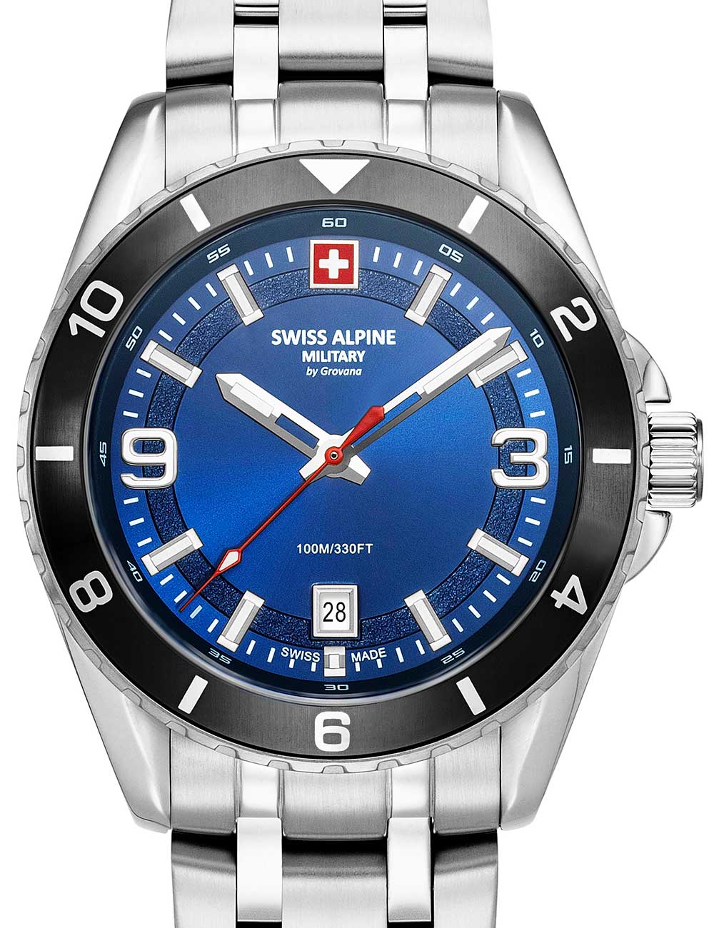 Swiss Alpine Military 7034.1136 vyriškas laikrodis Sierra silver blue 42mm 10ATM