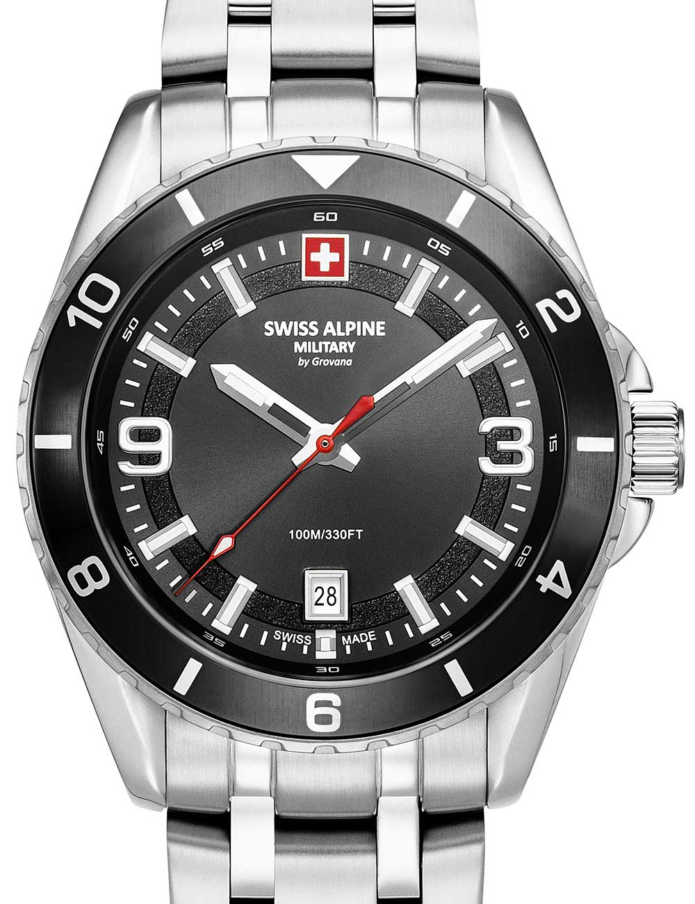 Swiss Alpine Military 7034.1137 vyriškas laikrodis Sierra silver black 42mm 10ATM