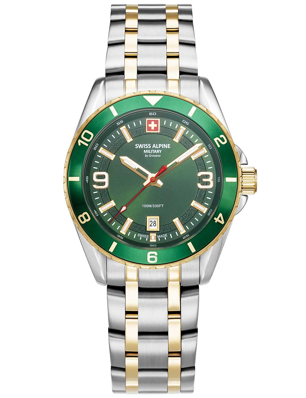 Swiss Alpine Military 7034.1144 vyriškas laikrodis Sierra two tone green 42mm 10ATM