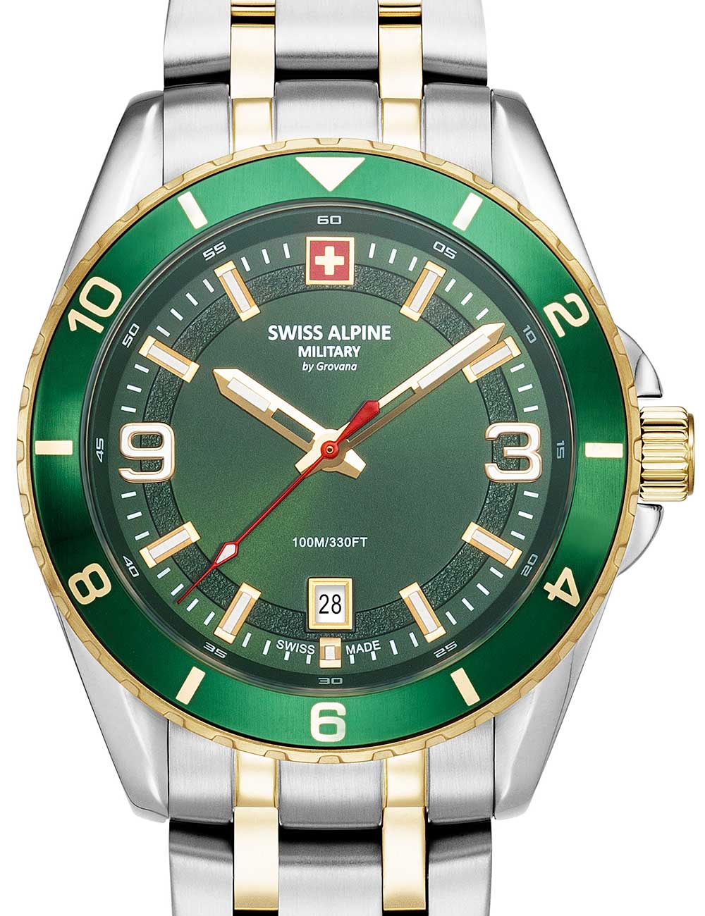 Swiss Alpine Military 7034.1144 vyriškas laikrodis Sierra two tone green 42mm 10ATM