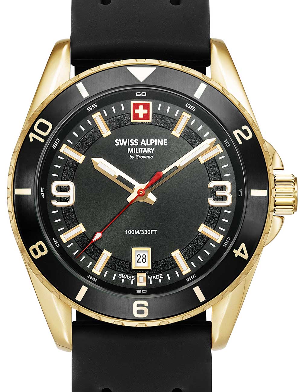 Swiss Alpine Military 7034.1817 vyriškas laikrodis Sierra gold black 42mm 10ATM