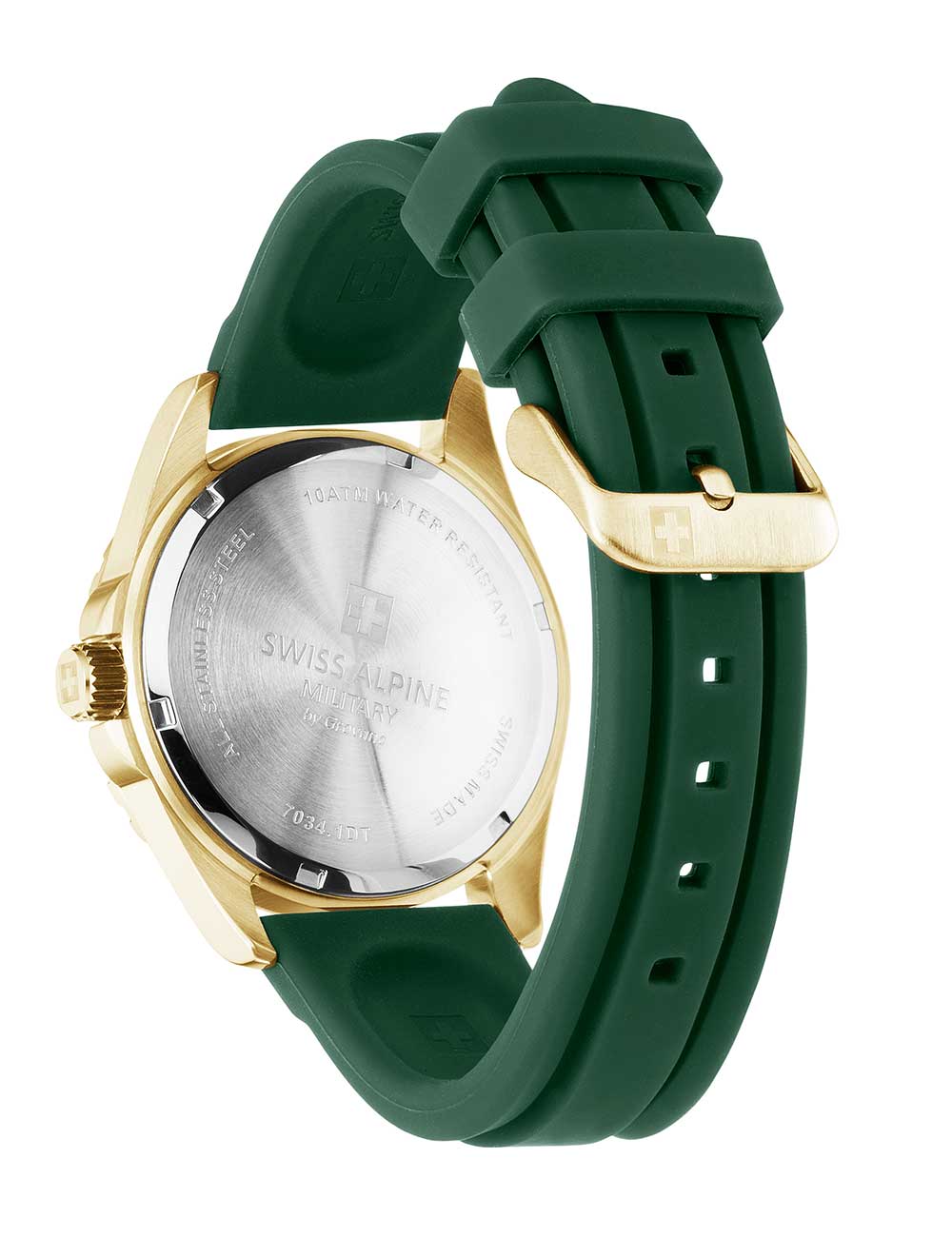 Swiss Alpine Military 7034.1818 vyriškas laikrodis Sierra gold green 42mm 10ATM