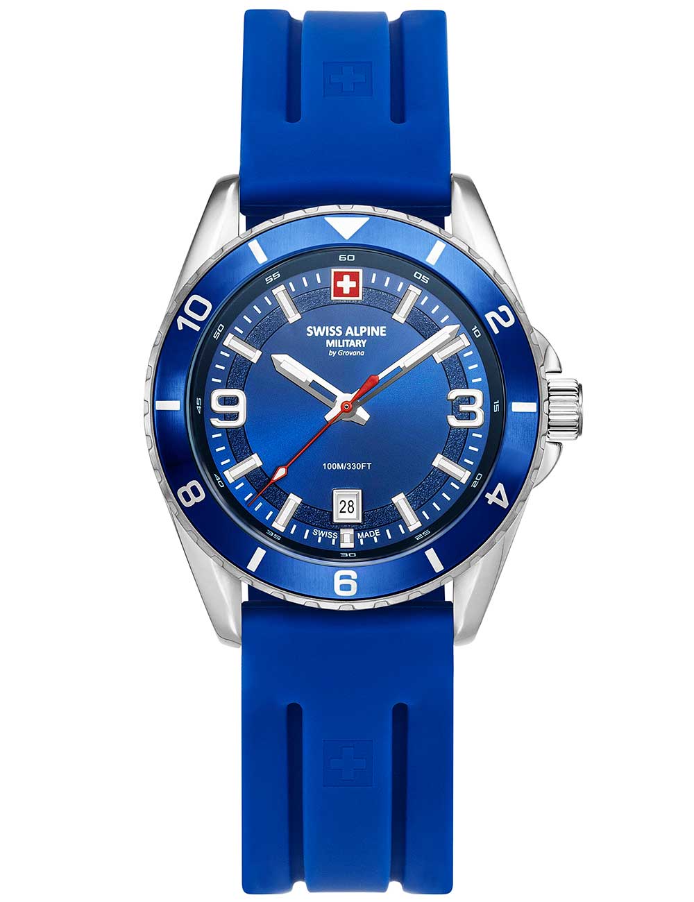 Swiss Alpine Military 7034.1835 vyriškas laikrodis Sierra silver blue 42mm 10ATM
