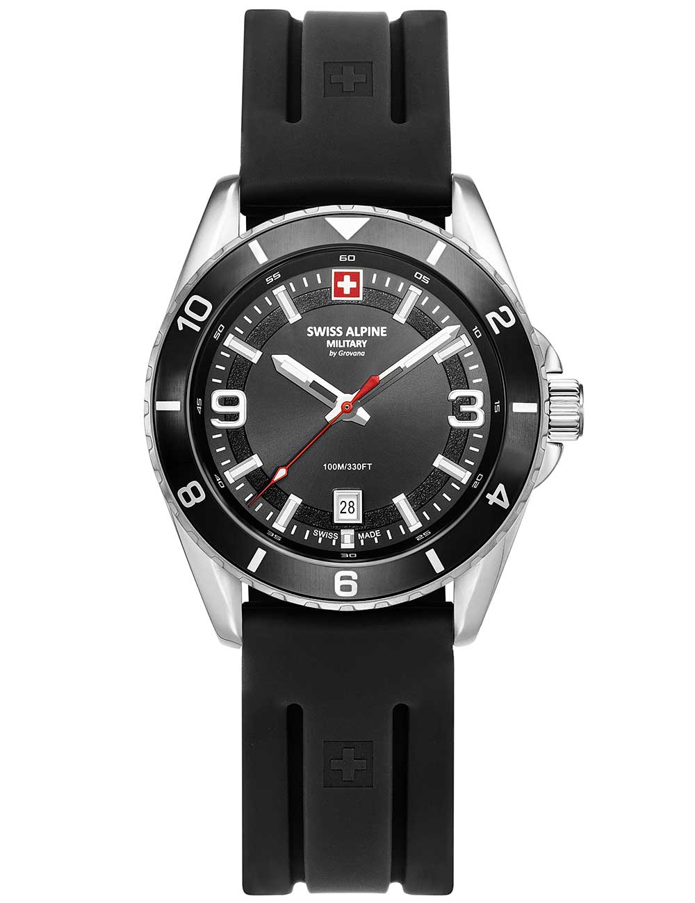Swiss Alpine Military 7034.1837 vyriškas laikrodis Sierra silver black 42mm 10ATM