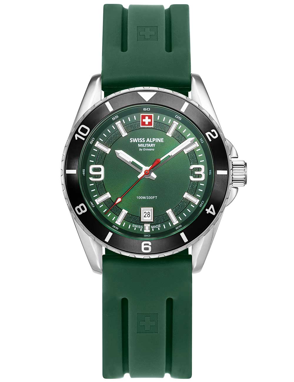 Swiss Alpine Military 7034.1838 vyriškas laikrodis Sierra silver green 42mm 10ATM