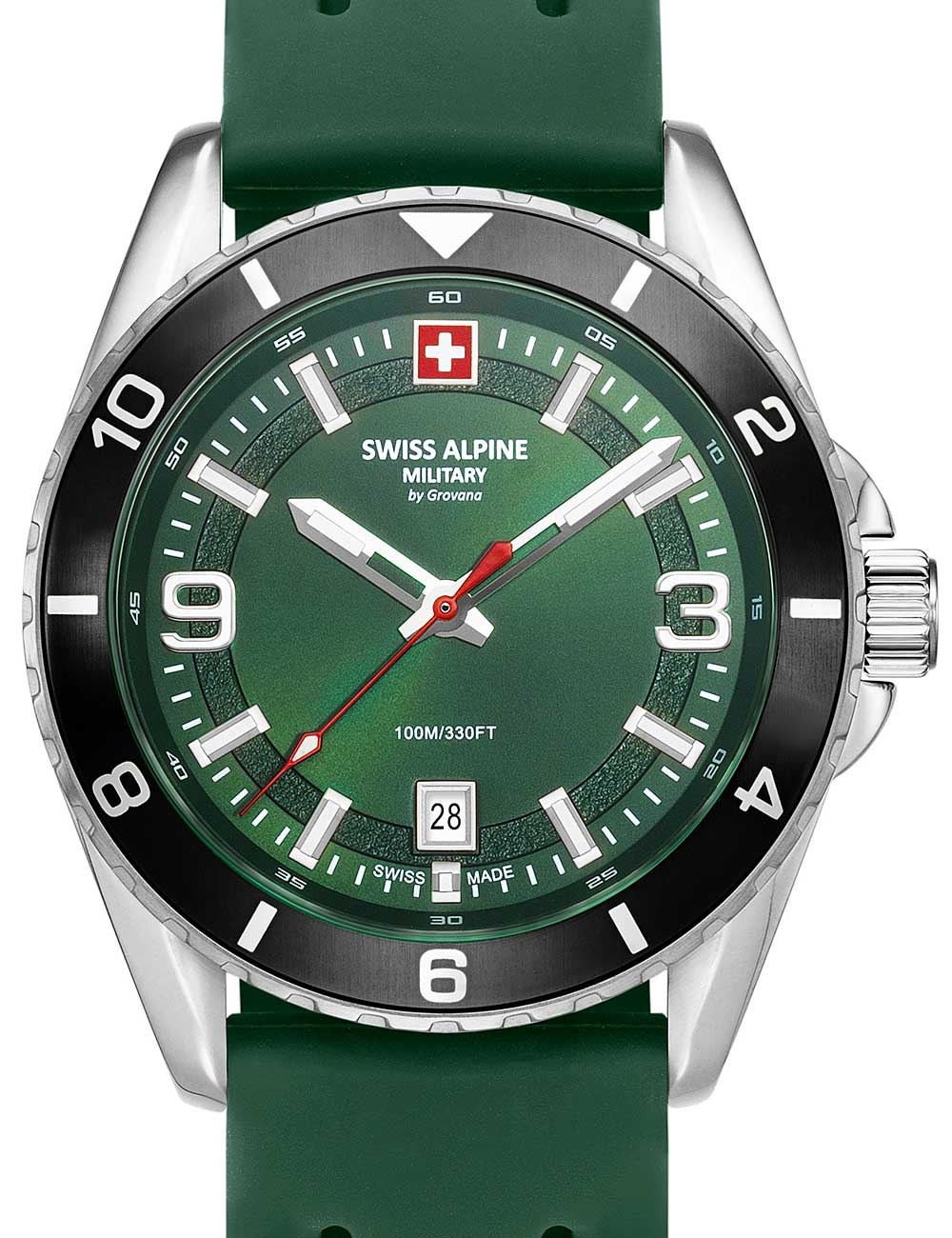 Swiss Alpine Military 7034.1838 vyriškas laikrodis Sierra silver green 42mm 10ATM