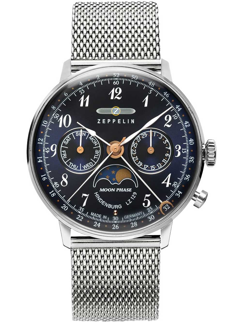 Zeppelin 7037M-3 Hindenburg LZ129 moteriškas laikrodis moon phase 36mm 3ATM