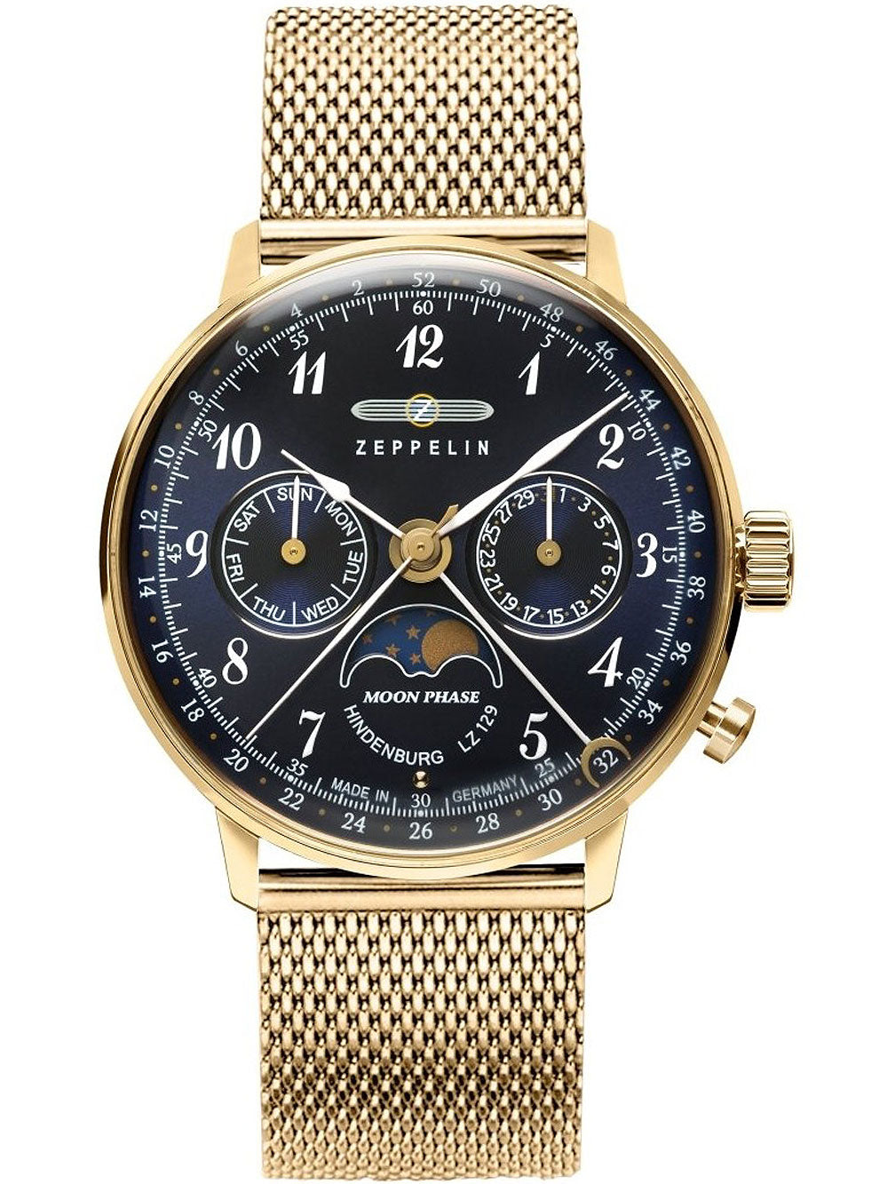 Zeppelin 7039M-2 Hindenburg LZ129 Moonphase moteriškas laikrodis 36mm 3ATM