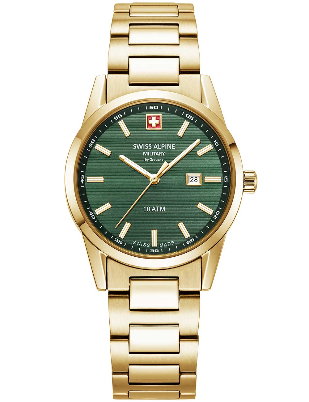 Swiss Alpine Military 7767.1114 moteriškas laikrodis Argos gold green 34mm 10ATM