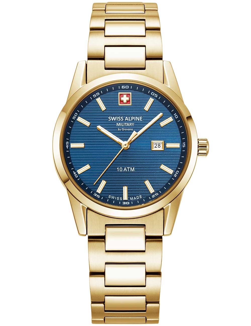 Swiss Alpine Military 7767.1115 moteriškas laikrodis Argos gold blue 34mm 10ATM