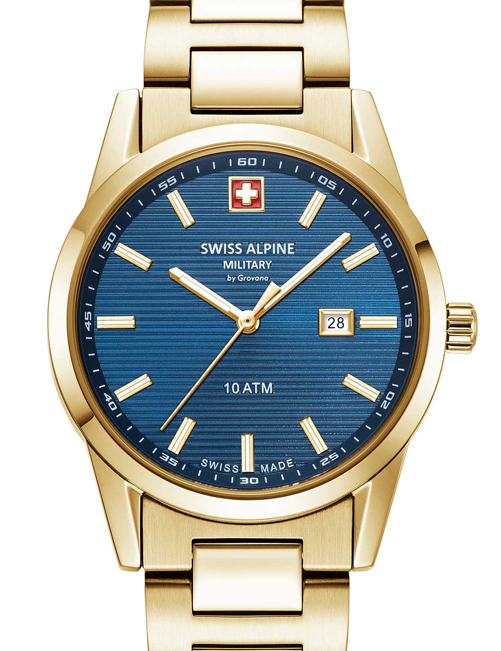 Swiss Alpine Military 7767.1115 moteriškas laikrodis Argos gold blue 34mm 10ATM