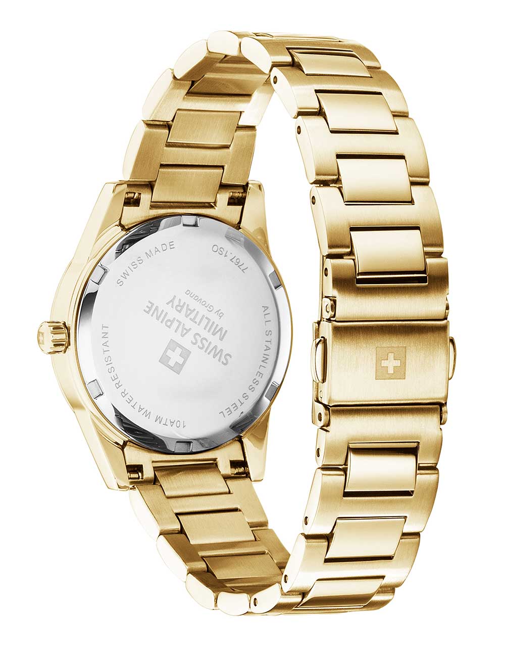 Swiss Alpine Military 7767.1117 moteriškas laikrodis Argos gold black 34mm 10ATM