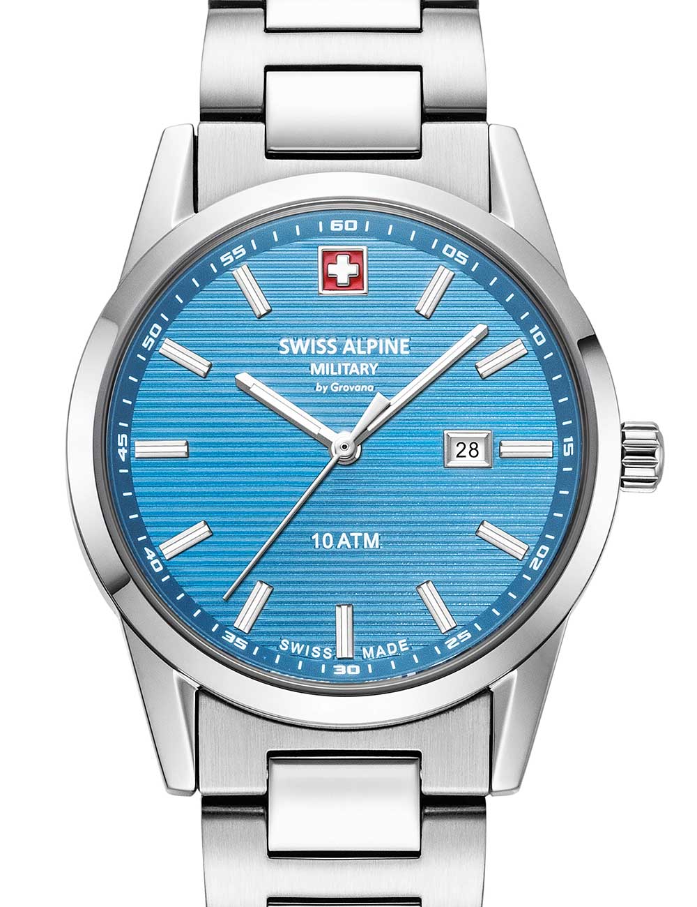 Swiss Alpine Military 7767.1131 moteriškas laikrodis Argos silver light blue 34mm 10ATM