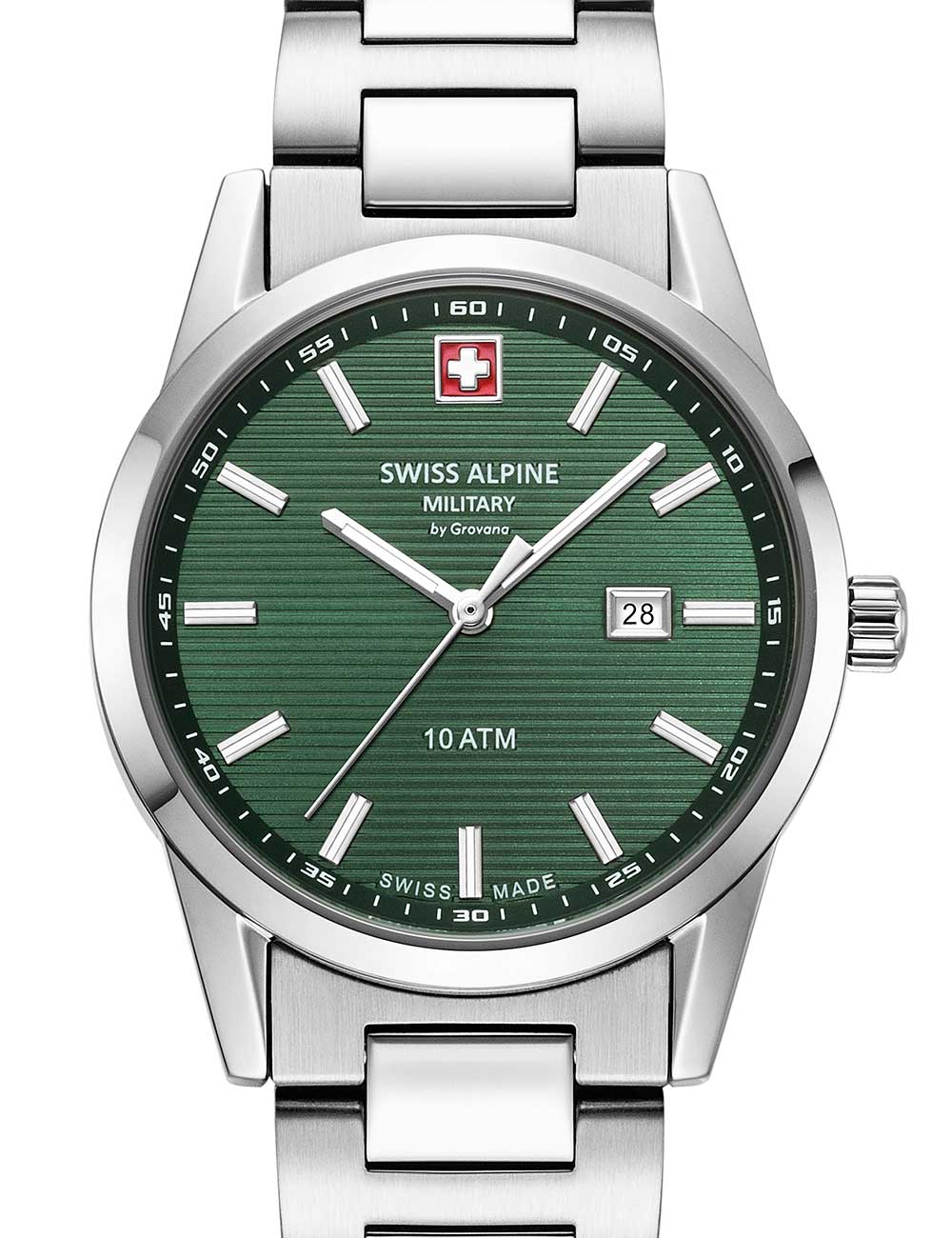 Swiss Alpine Military 7767.1134 moteriškas laikrodis Argos silver green 34mm 10ATM