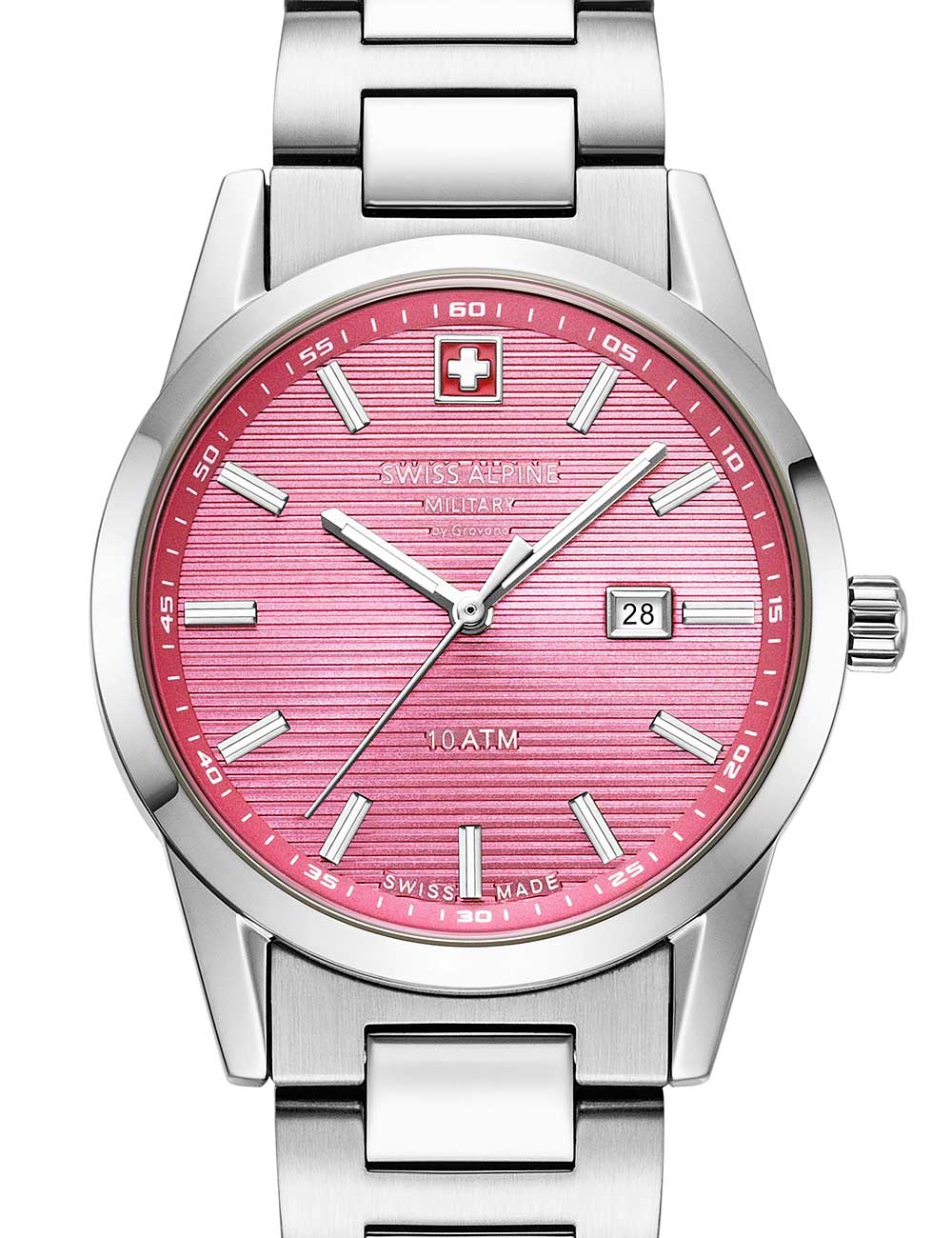 Swiss Alpine Military 7767.1136 moteriškas laikrodis Argos silver pink 34mm 10ATM
