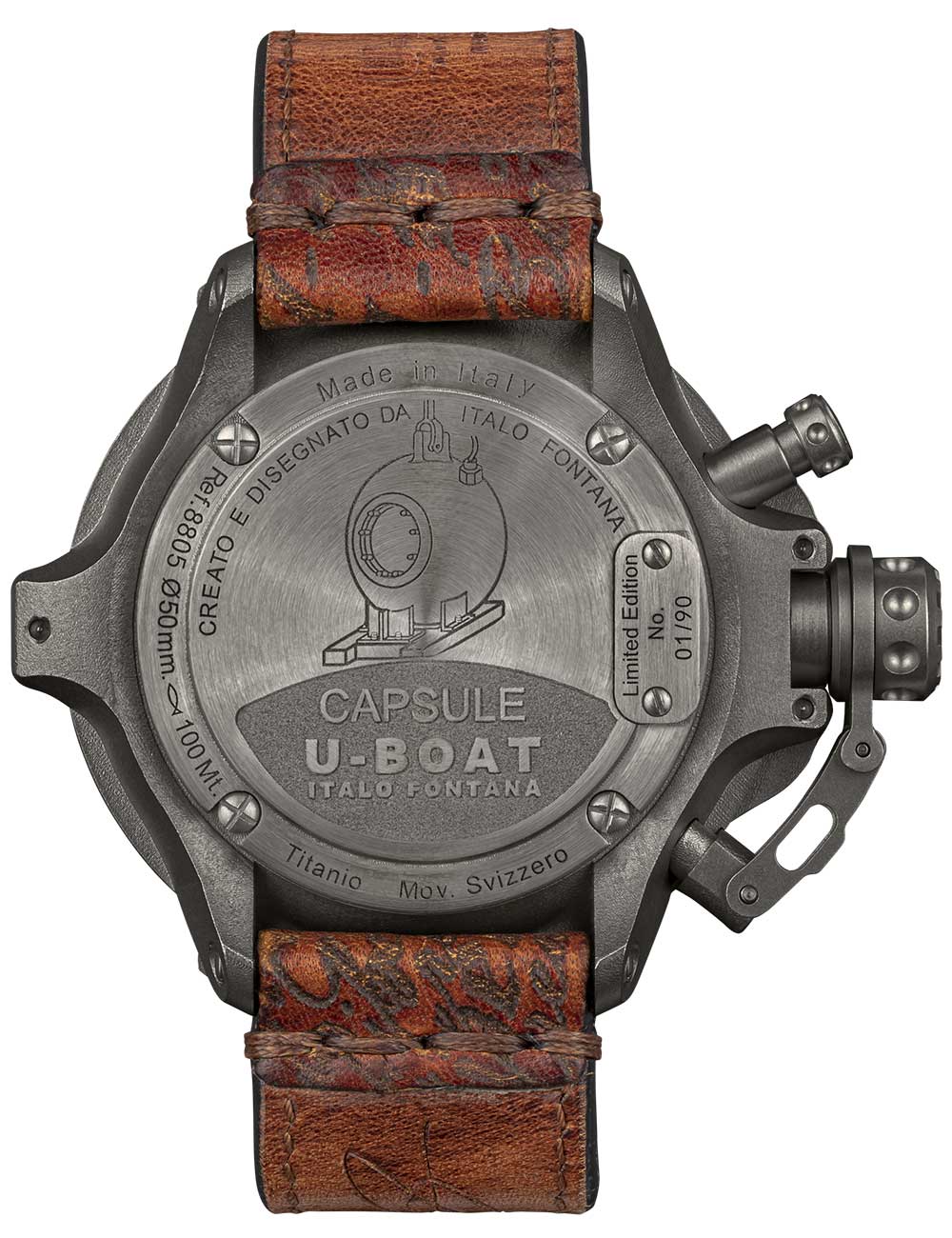 U-Boat 8805 vyriškas laikrodis Capsule Titanium BK BE 50mm 10ATM