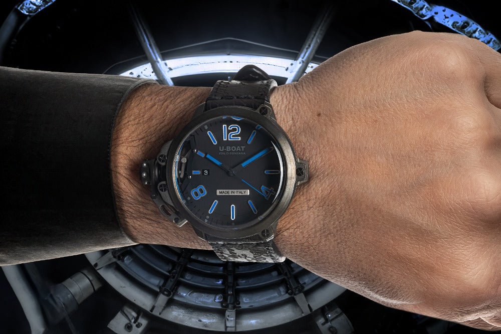 U-Boat 8806 Capsule 50 mm PVD BK BL Automatic vyriškas laikrodis 10ATM