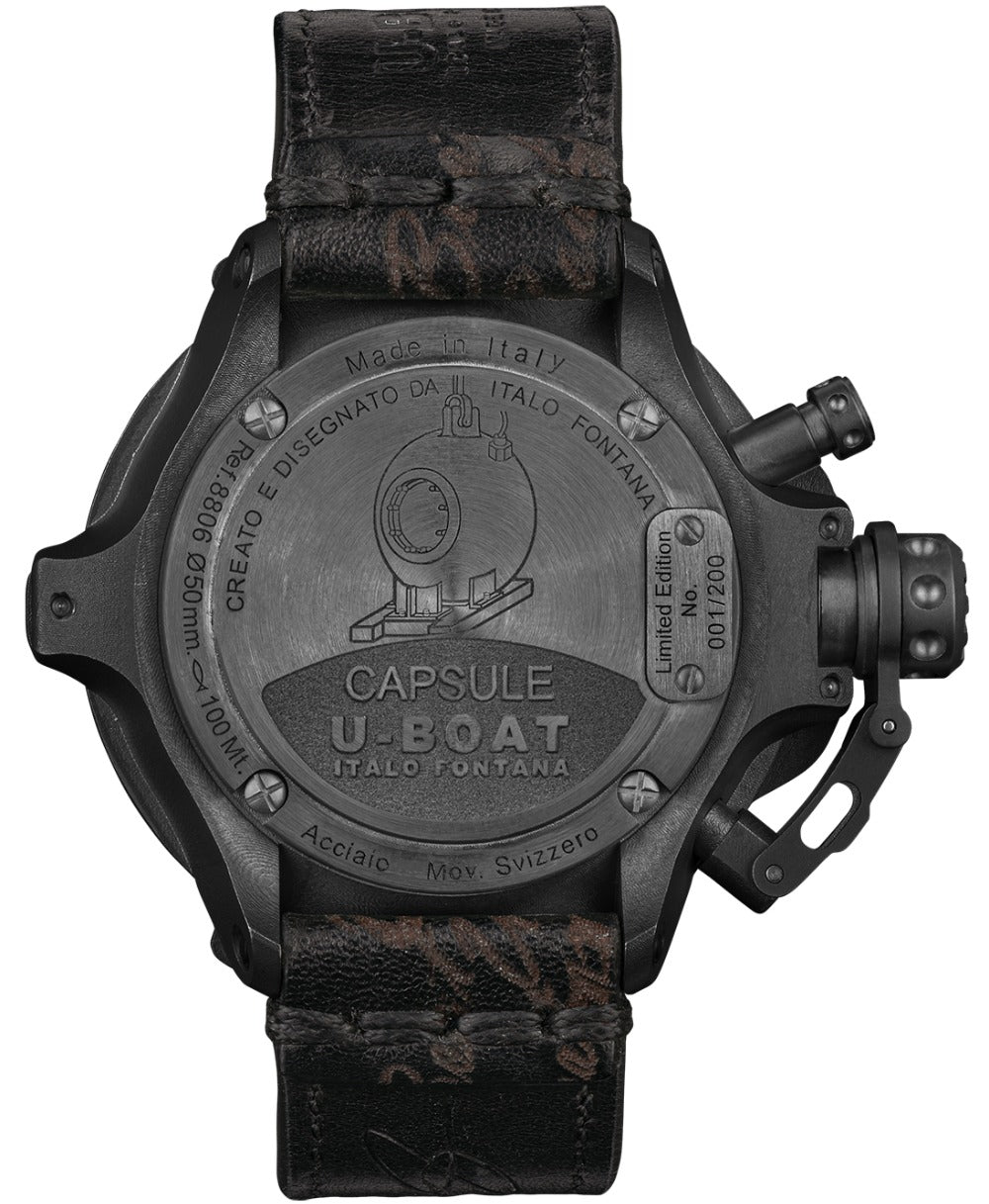 U-Boat 8806 Capsule 50 mm PVD BK BL Automatic vyriškas laikrodis 10ATM