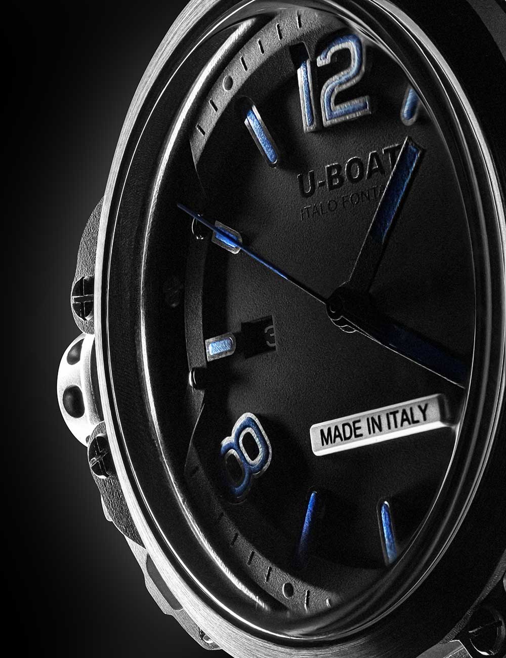 U-Boat 8808 vyriškas laikrodis Capsule PVD BK BL 45mm