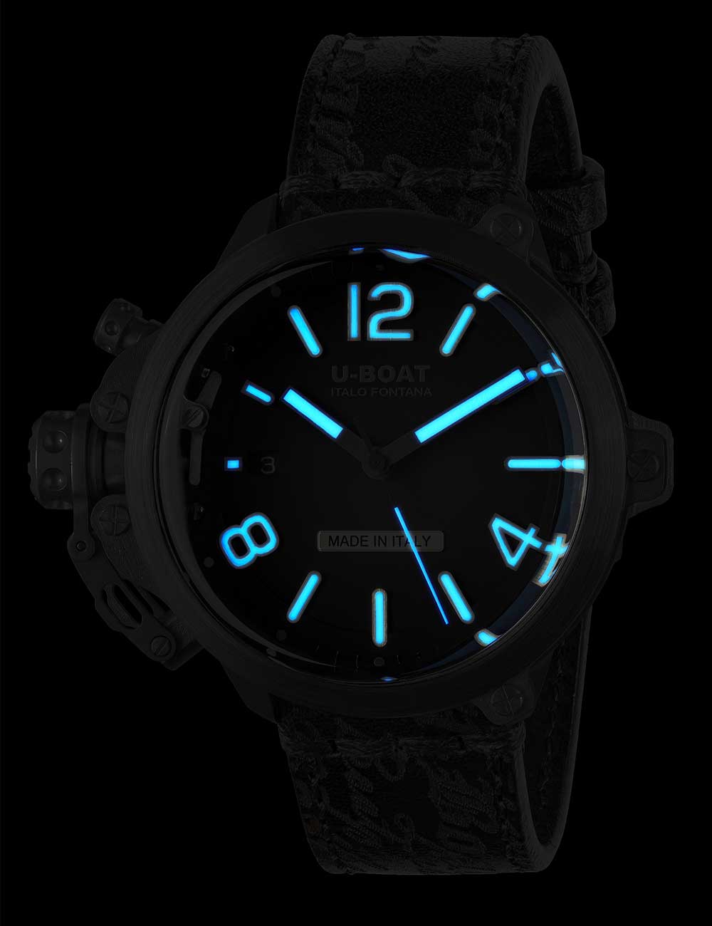 U-Boat 8808 vyriškas laikrodis Capsule PVD BK BL 45mm