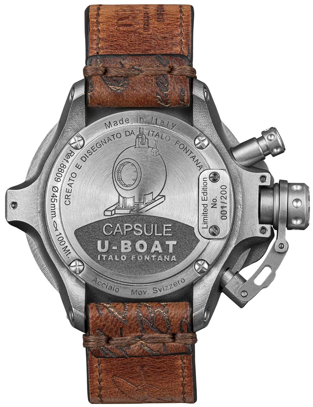 U-Boat 8809 Capsule 45 mm SS BK BE Automatic vyriškas laikrodis 10ATM