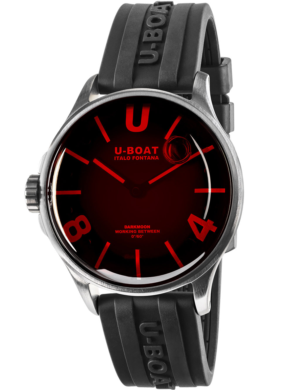 U-Boat 9305 Darkmoon SS Red Glass vyriškas laikrodis 40mm 5ATM