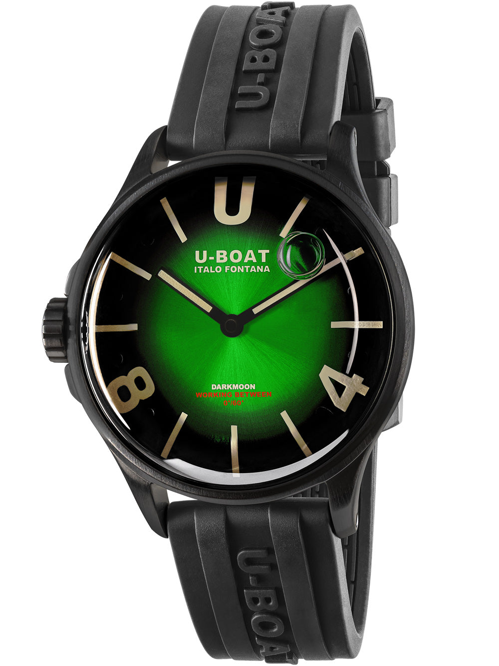 U-Boat 9503 Darkmoon Green PVD Soleil vyriškas laikrodis 40mm 5ATM