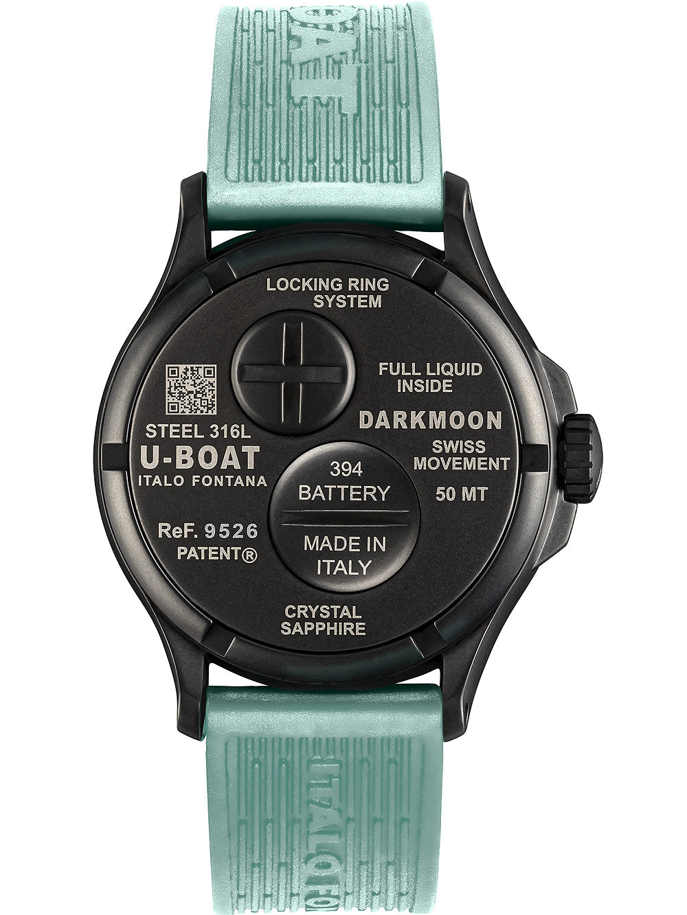 U-Boat 9526/A Darkmoon Aqua IPB vyriškas laikrodis 44mm 5ATM