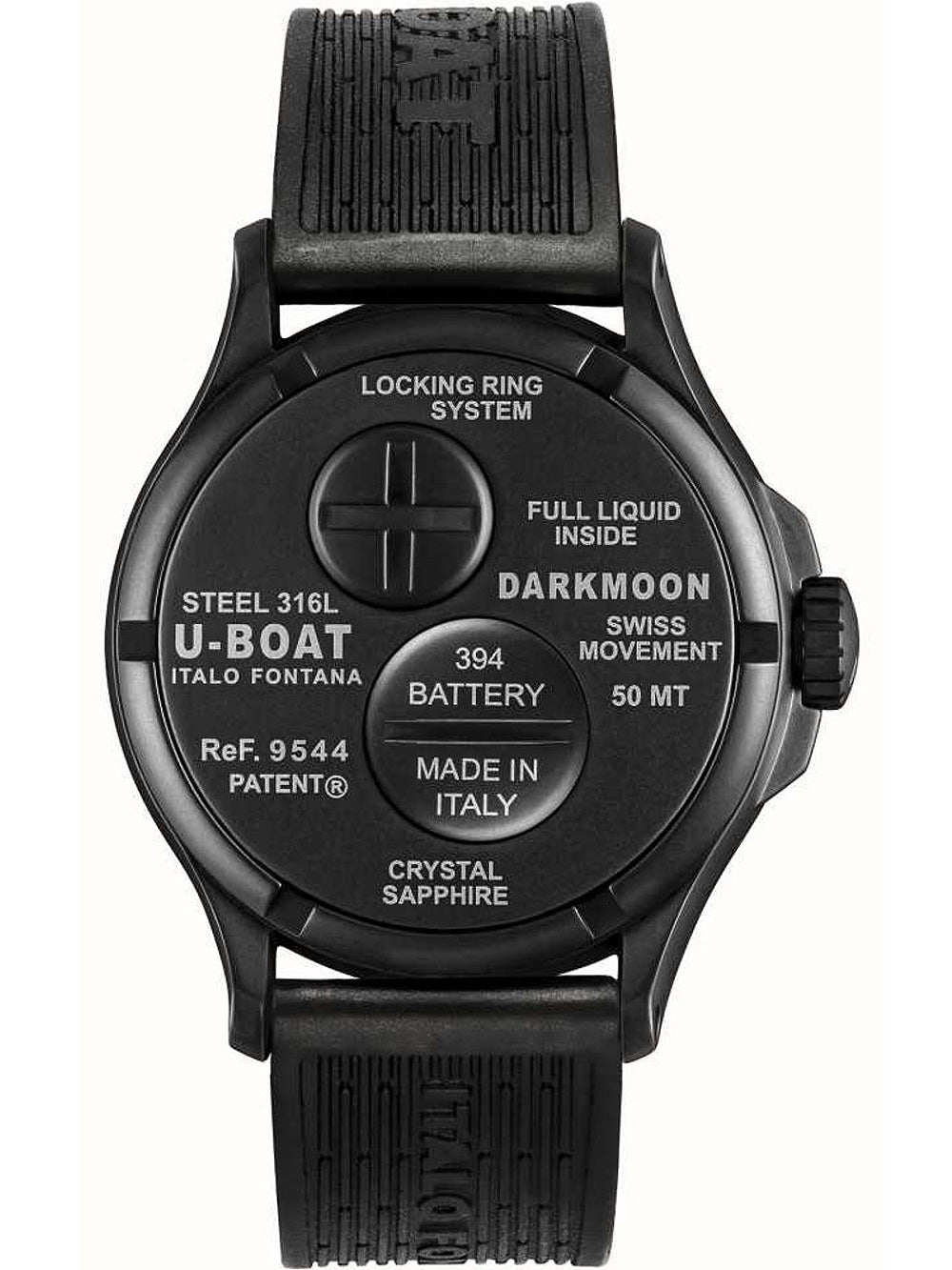 U-Boat 9544 Darkmoon Black PVD vyriškas laikrodis 44mm 5ATM