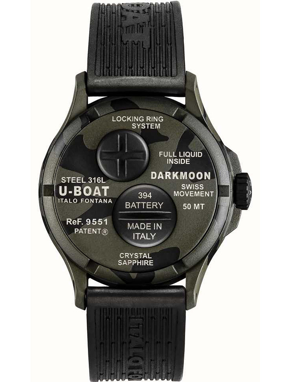 U-Boat 9551 Darkmoon Grey Camouflage vyriškas laikrodis 40mm 5ATM