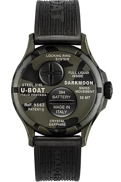 U-Boat 9552 Darkmoon Grey Camouflage vyriškas laikrodis 40mm 5ATM