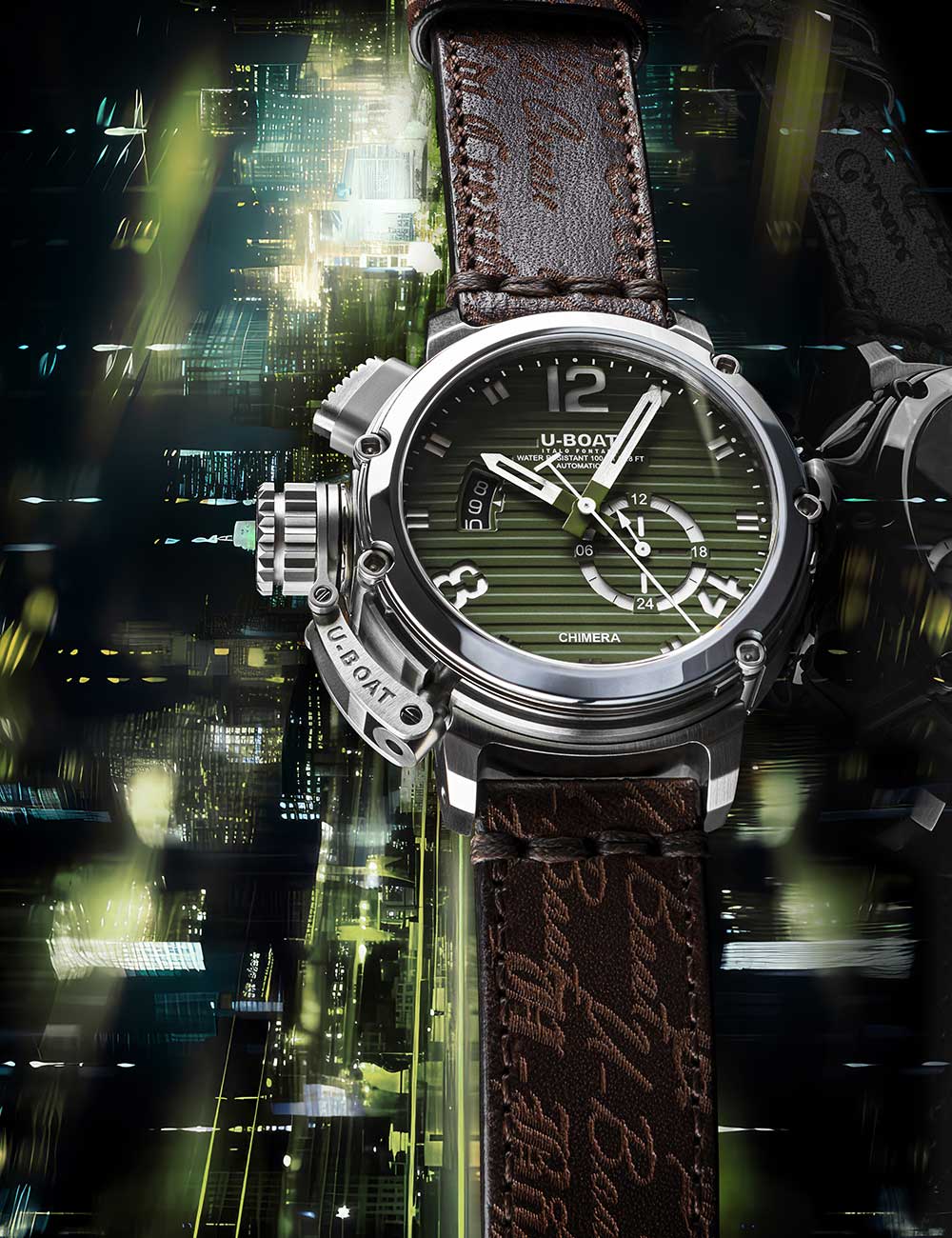 U-Boat 9604 vyriškas laikrodis Chimera 46mm SS green Automatic 10ATM