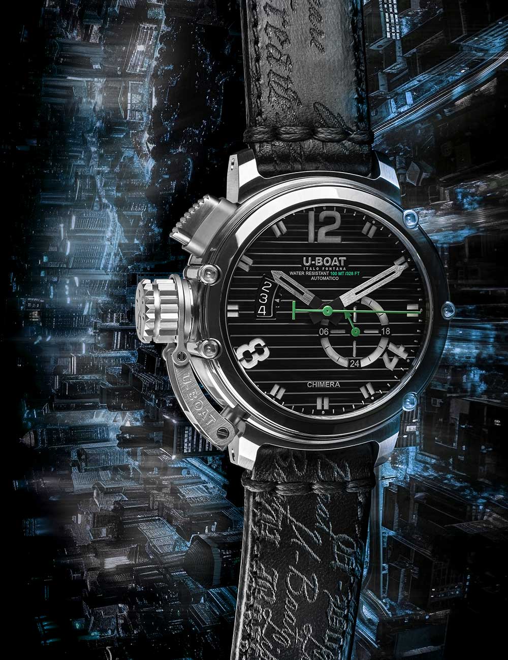 U-Boat 9605 vyriškas laikrodis Chimera 46mm SS black Automatic 10ATM