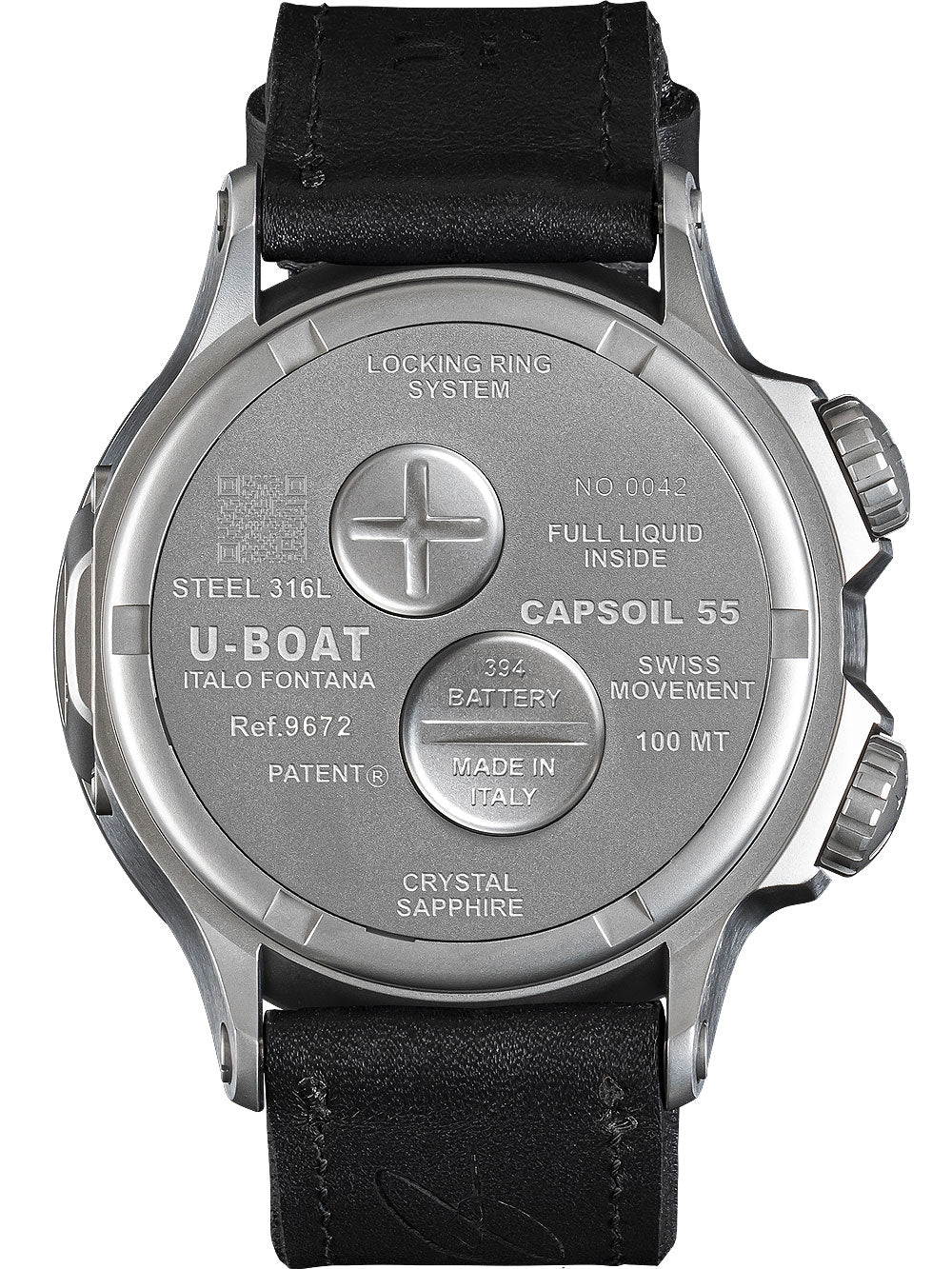 U-Boat 9672 Capsoil Doppiotempo SS GMT vyriškas laikrodis 55mm 10ATM