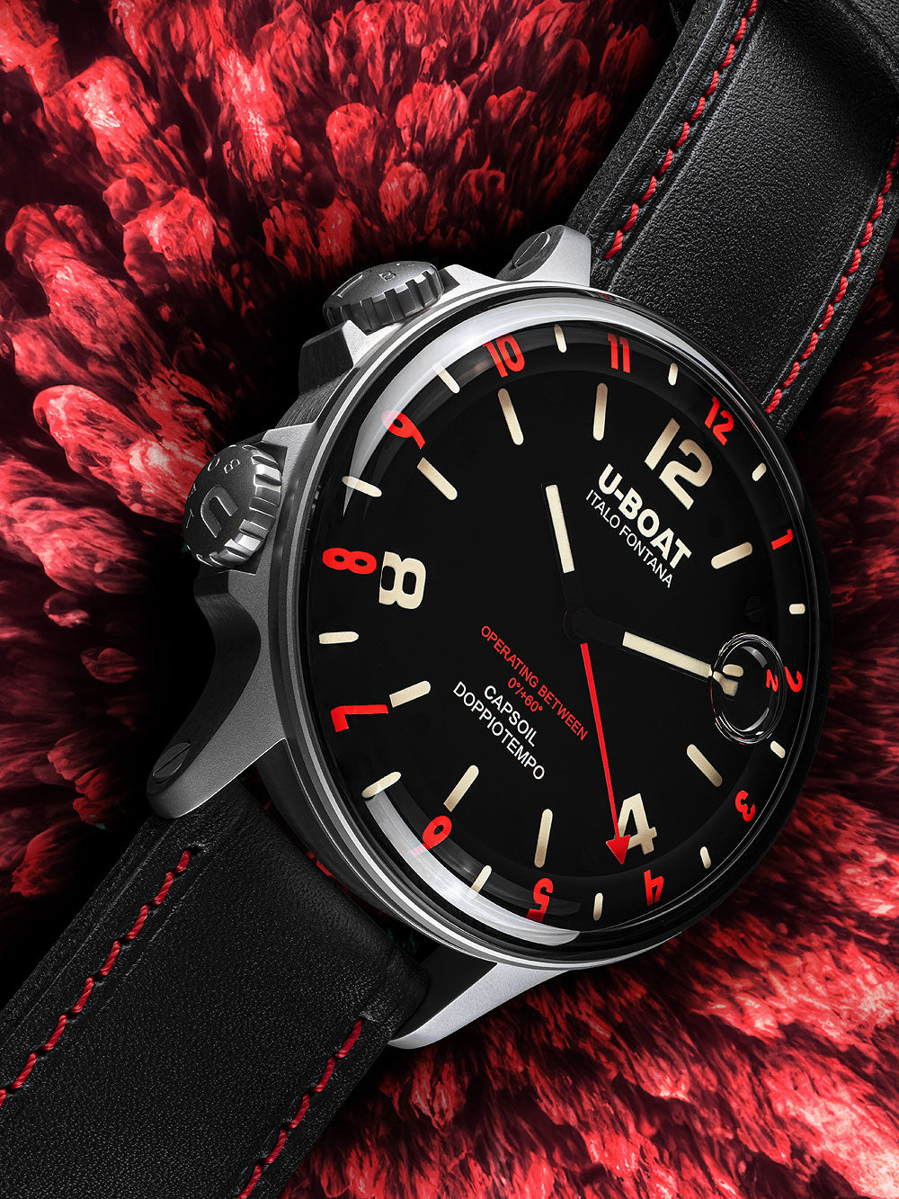 U-Boat 9674 Capsoil Doppiotempo SS GMT vyriškas laikrodis 55mm 10ATM