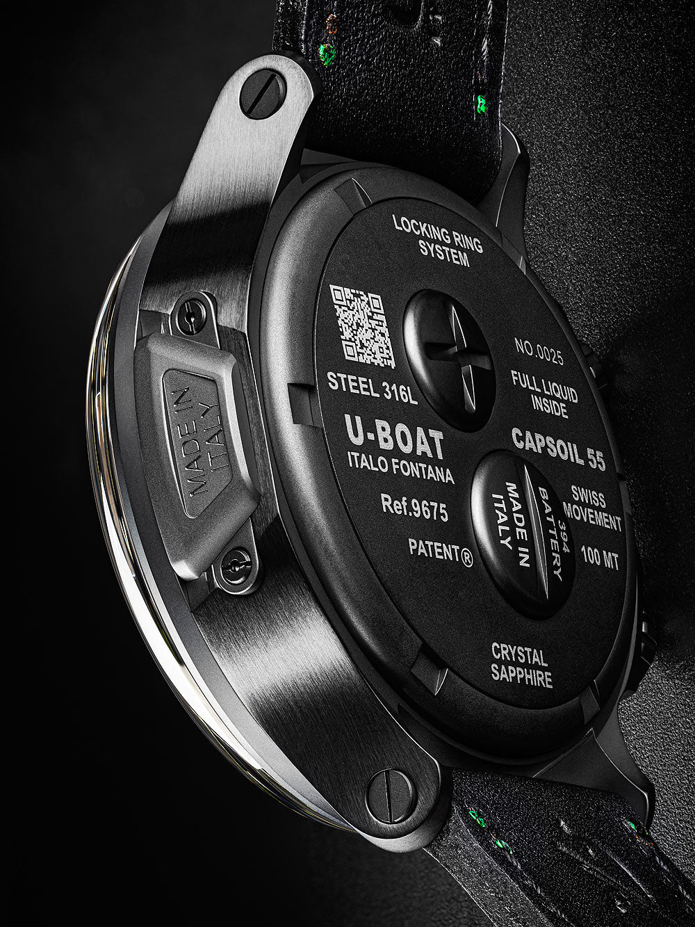 U-Boat 9675 Capsoil Doppiotempo DLC GMT vyriškas laikrodis 55mm 10ATM