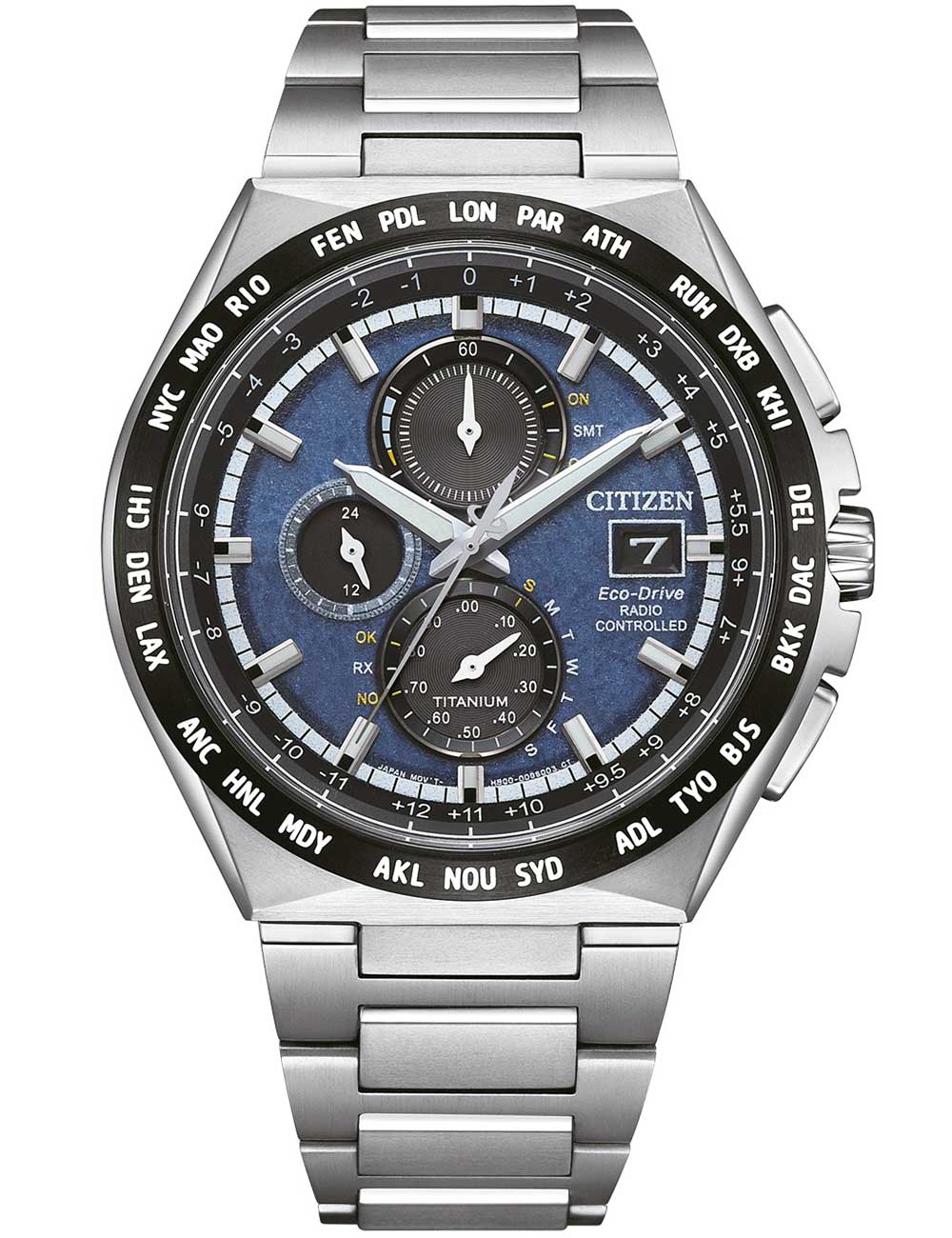 Citizen AT8238-84L vyriškas laikrodis Eco-Drive Super-Titanium radio controlled Chronograph 44mm 10ATM