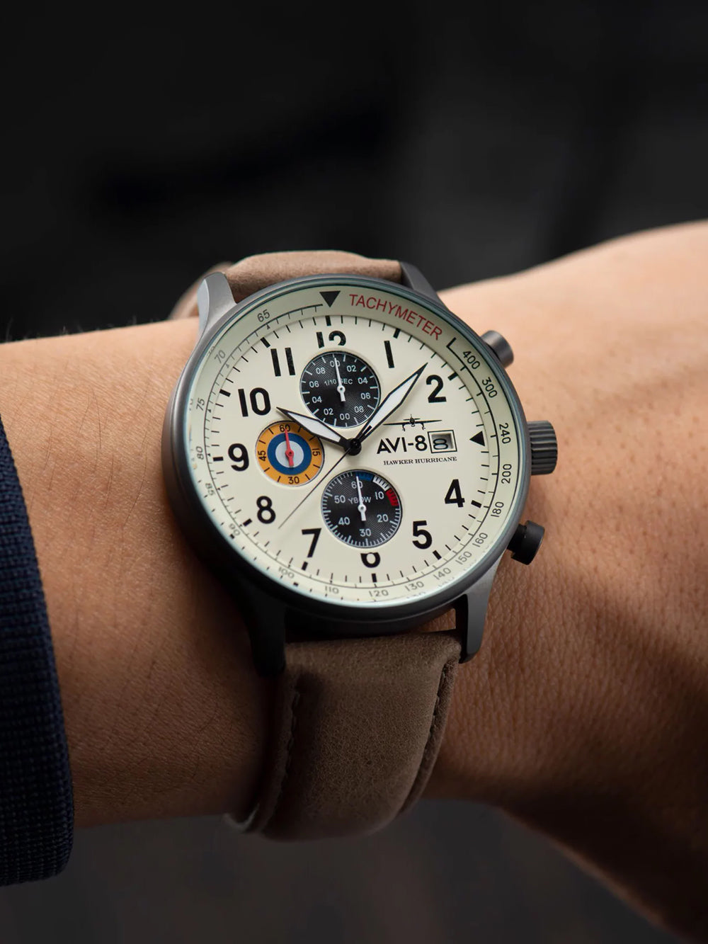 AVI-8 AV-4011-0C vyriškas laikrodis Hawker Hurricane Classic Chronograph 43mm 5ATM