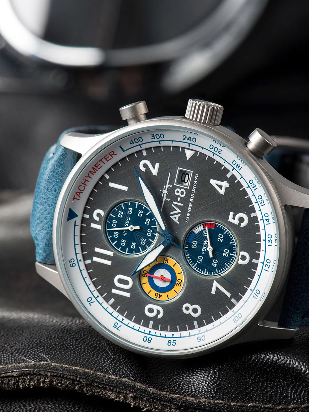 AVI-8 AV-4011-0F vyriškas laikrodis Hawker Hurricane Classic Chronograph 43mm 5ATM
