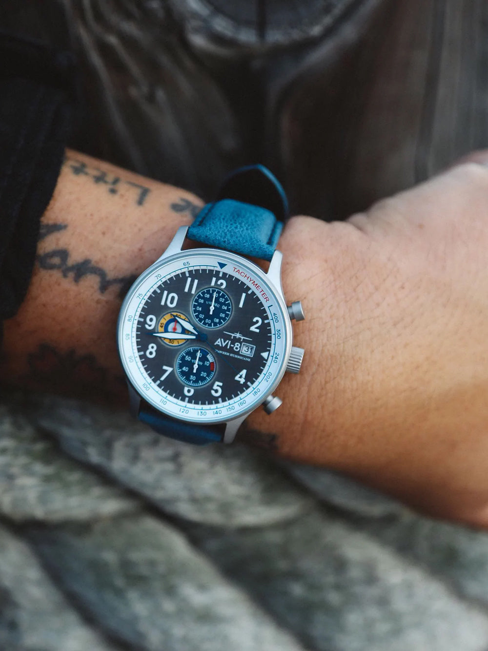 AVI-8 AV-4011-0F vyriškas laikrodis Hawker Hurricane Classic Chronograph 43mm 5ATM